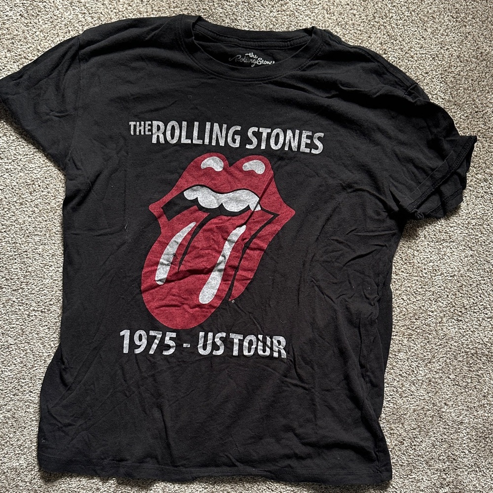 the Rolling Stones Black Tee with Red Tongue Logo
